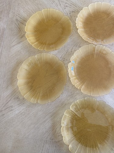 8 Mikasa Kurata Controlled Bubbles Aquamarine Glass Lotus Blossom Plates 9inches - Picture 8 of 8