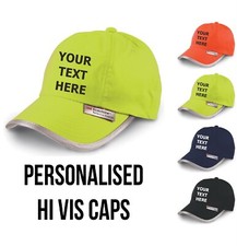 Personalised Hi Vis Baseball Cap Embroidered Custom Printed Workwear Hat Unisex 