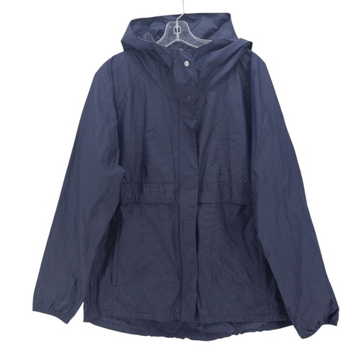 TOAD & CO Women's Flybynight Jacket Hooded Lightweight Blue Striped LARGE