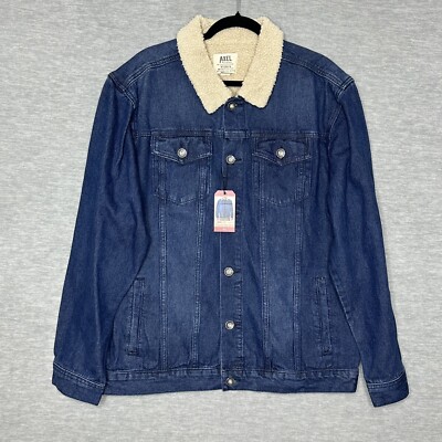 T.K. Axel Second To None Blue Jean Jacket Denim Fleece Size XL Mens Trucker New