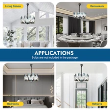 Modern Elegant Chandelier LED Crystal Ceiling Pendant Lamp 10-Light Fixture Lamp