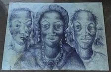 African rolled large pen drawing ~ 24x34 ~ ZODWA JUMA-MAKANDLA