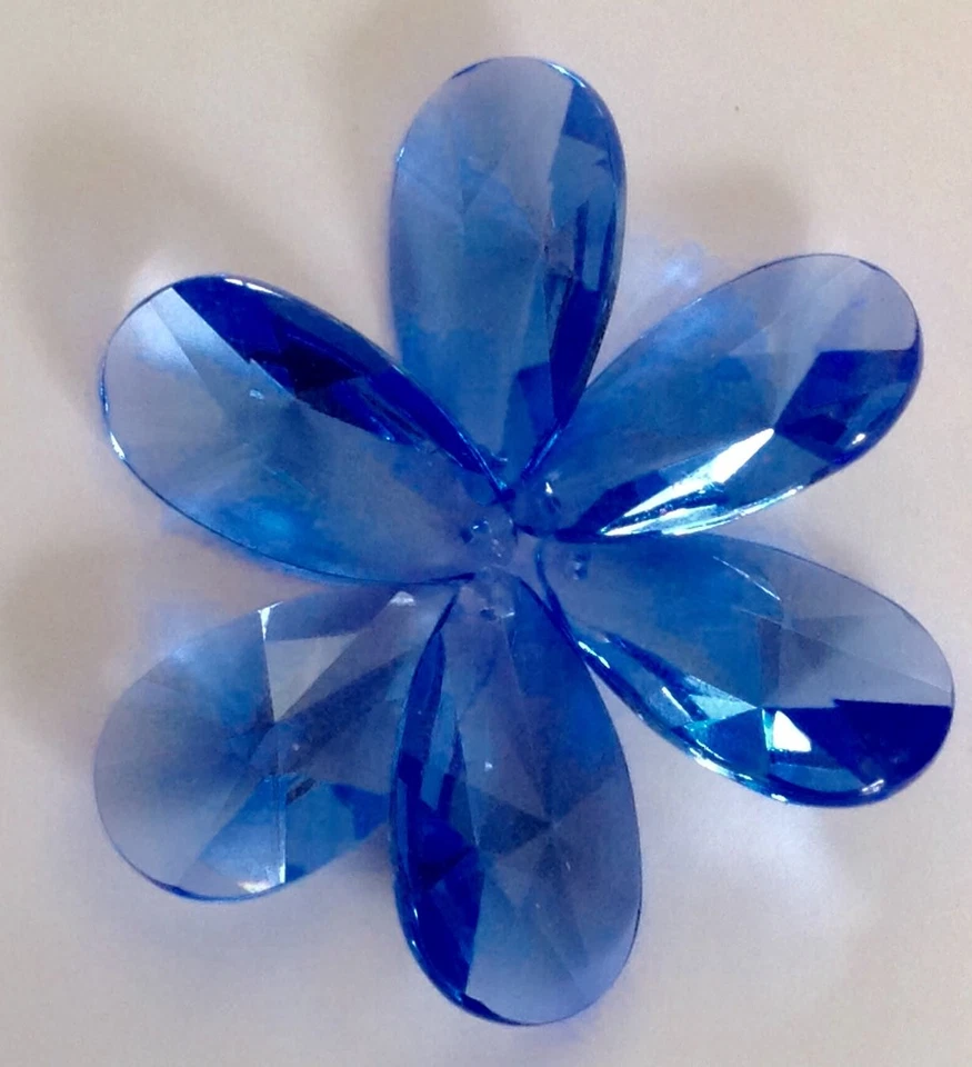 6- 38mm Asfour Medium Sapphire Teardrop Chandelier Crystal Prisms Wholesale CCI