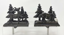 Woodland Grizzly Bear  Deer Iron Stocking Holders - Set of 2