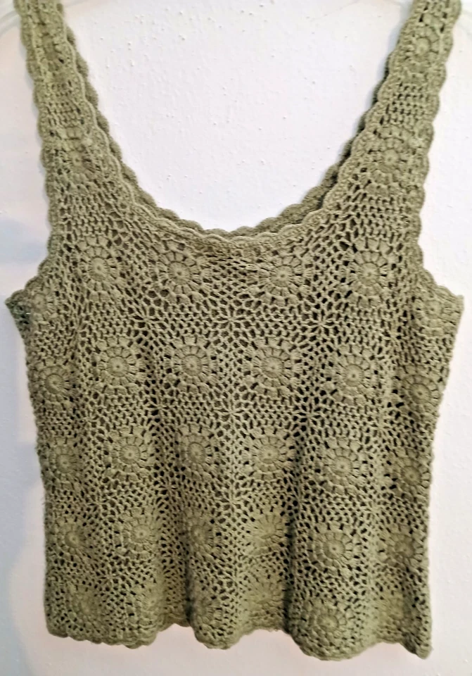 Conjunto Top Corto Para Mujer Crochet 2 Piezas Verano Boho Y2K Talla S Ciervo Blanco De Colección Foto 3 de 4