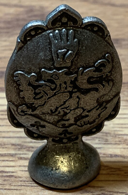Vintage  Metal Pewter Lion Irish Crest Shamrock Club Glove Crown Wax Seal Rare
