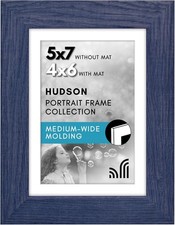 Americanflat 5x7 Poster Frame - Distressed Blue Engineered Wood with Shatter-Res