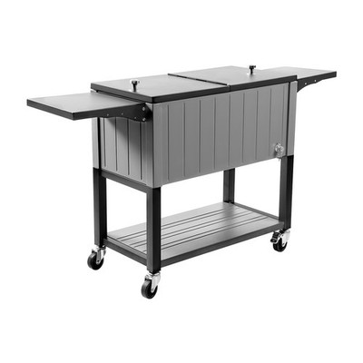 Uimoso 80Qt Rolling Cooler Cart with Wheels and Side Shelves for Drinks