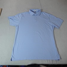 Peter Millar Polo Shirt Mens 2XL Blue Striped Crown Crafted Golf Stretch Perform