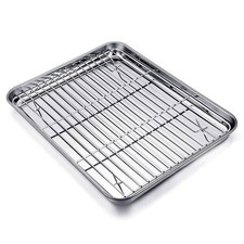 TeamFar Baking Tray and Rack Set, Stainless Steel Baking Pan Cookie Sheet with