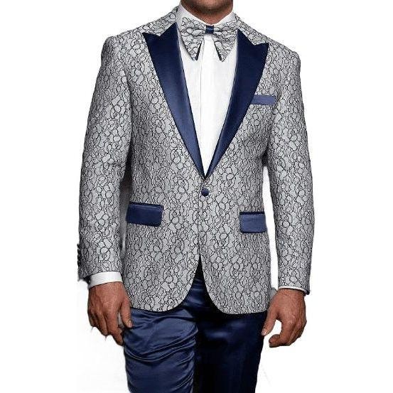 Мужской блейзер Insomnia Manzini для выступления на сцене Singer MZN136 с кружевным дизайном небесно-голубого цвета