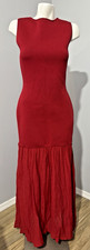 Zara Women  Red Combination Maxi Dress Medium Scuba Chiffon 4192 034 New NWT