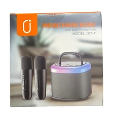 Voice For Love Portable Karaoke Machine with Dual Microphones Grey New