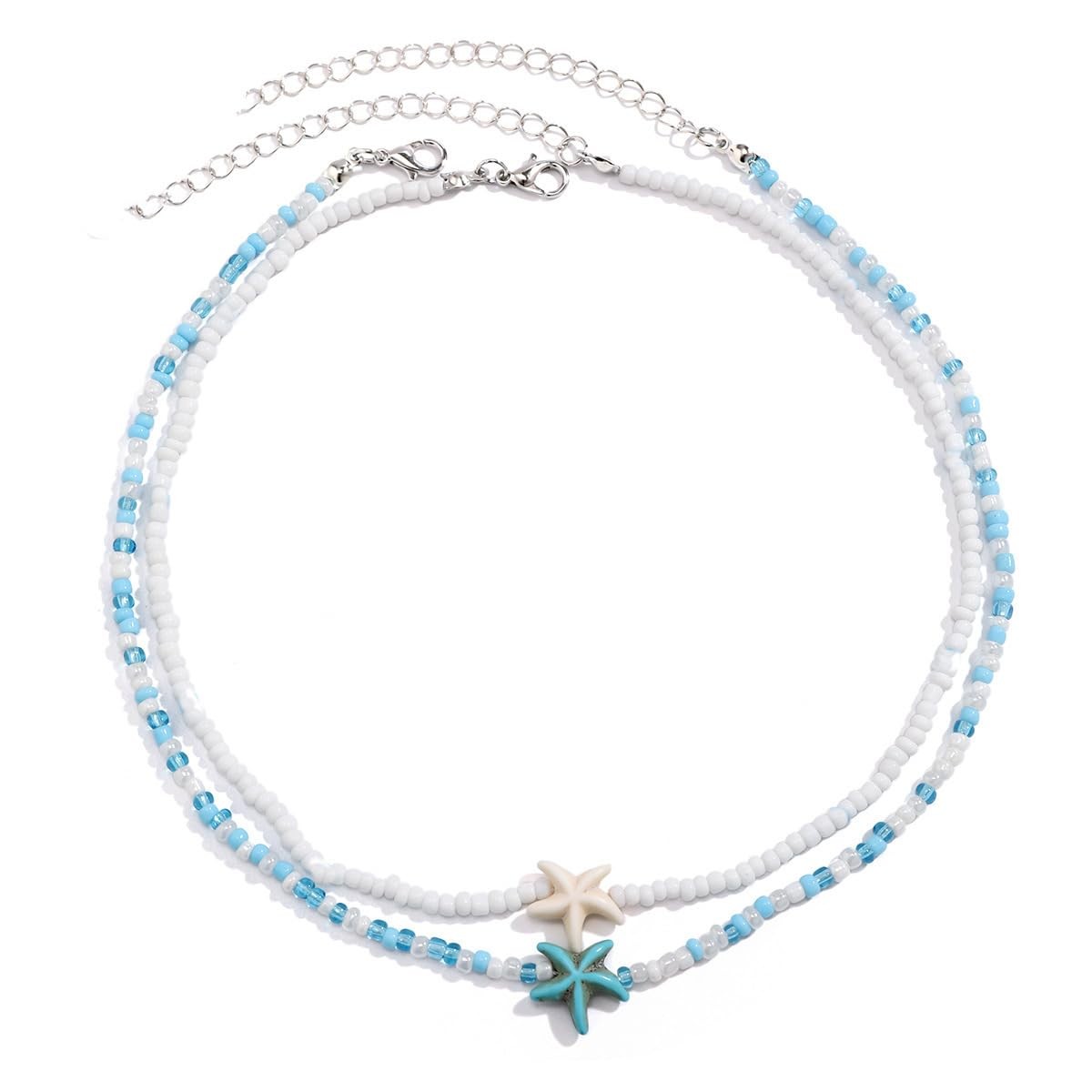 Beach Necklace, Summer Layered Beaded Choker Necklaces for Women, Boho Beaded...