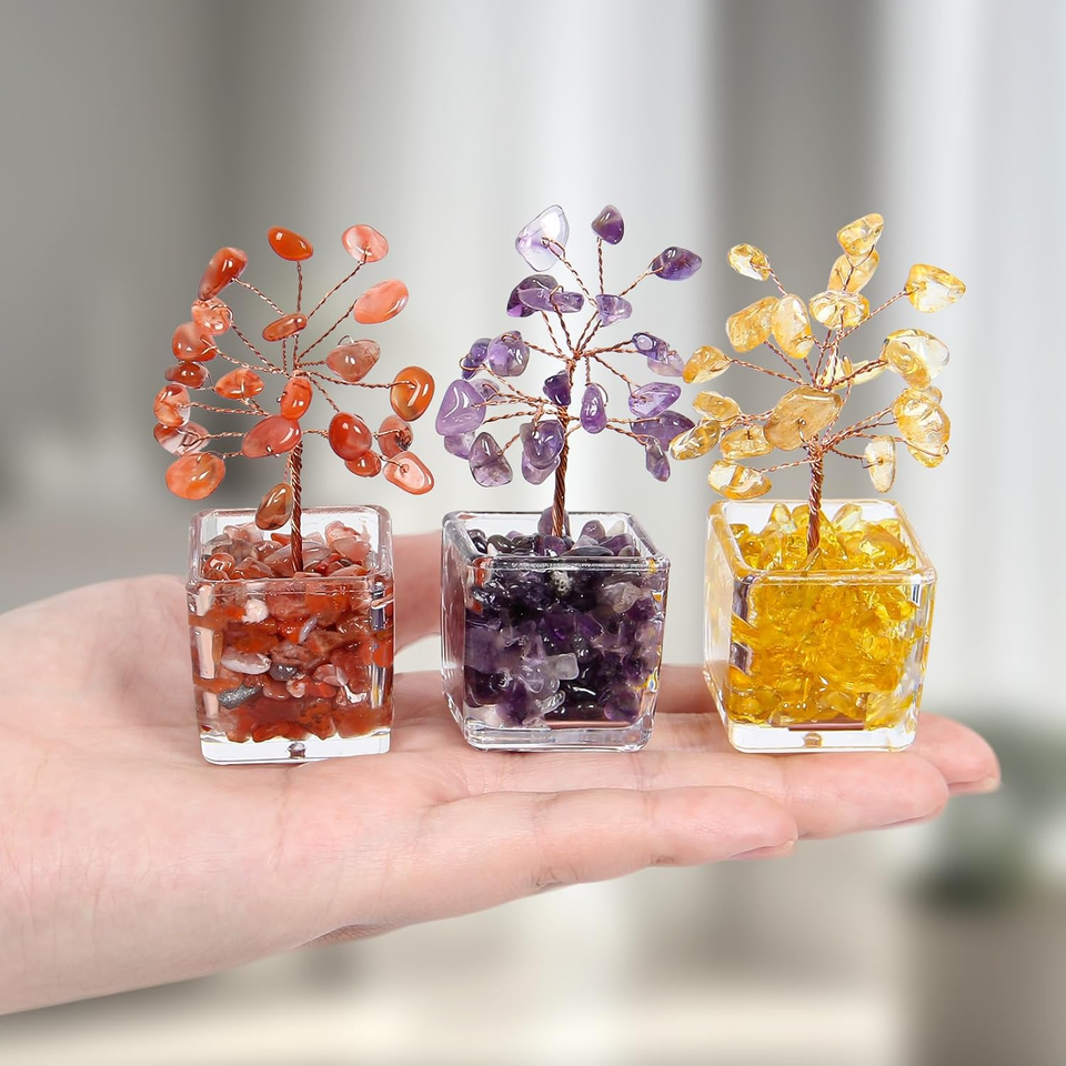 Set 3 Mini Alberi Di Natale Innevati Con Base In Legno – Decorazione Da Scrivania 10 Cm, Stile Inglese - 4