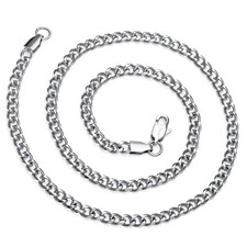 Jewelry 4mm Silver Titanium Steel Link Curb Chain Necklace for Men Women 16 t...