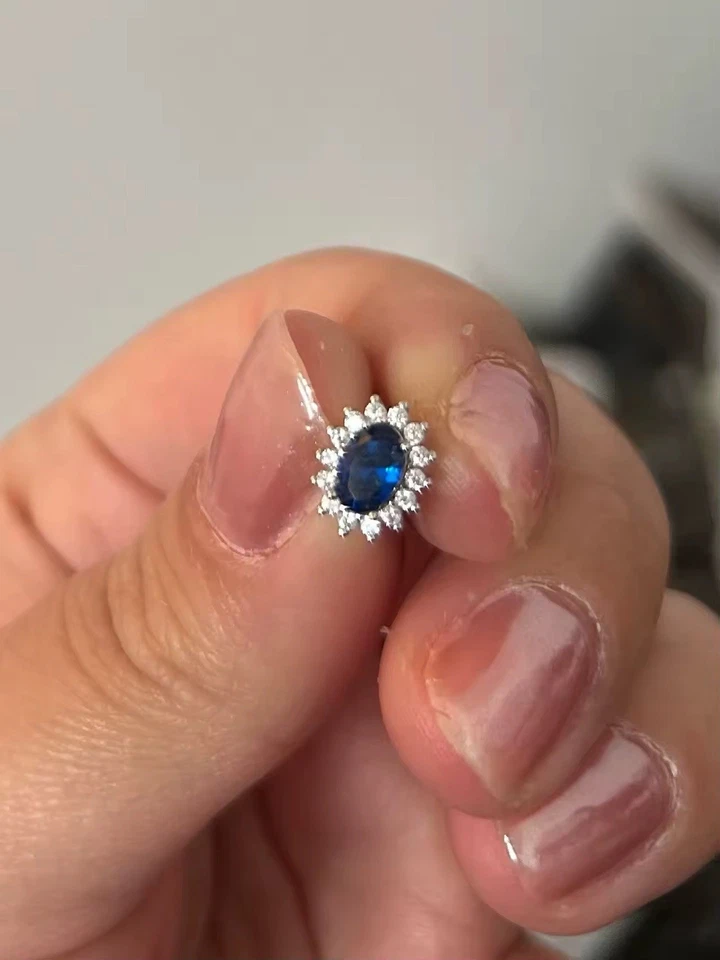 Natural Ceylon Blue sapphire Sterling Silver 925 Women Stud Earrings 6mm Gifts - Image 4 of 4