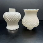 2 Vintage Milk Glass Hobnail Hurricane Lamp Shades
