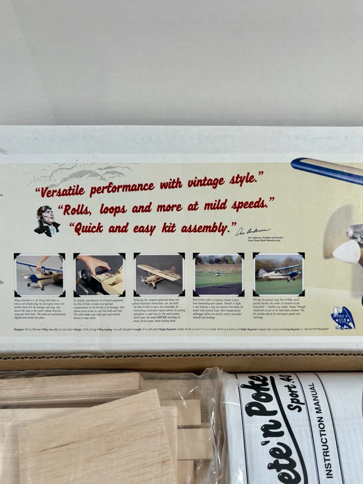 Great Planes Pete n Poke Sport 40 RC Plane Kit, Discontinued!  NEW IN OPEN BOX - Image 3 of 4
