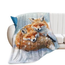 Fox Throw Blanket Cute Animal Girls Women Men Boys Soft Warm Cozy 50x40