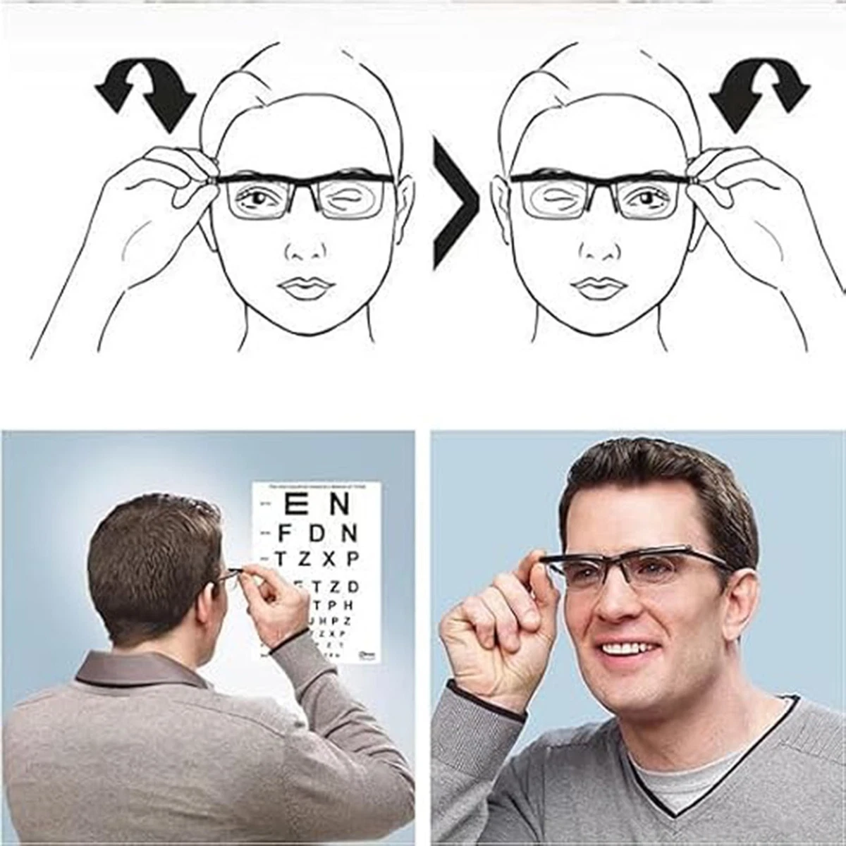 Dial Adjustable Glasses Variable Focus For Reading Distance Vision Eyeglasses
