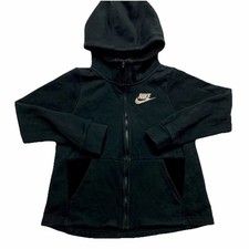 Nike Hoodie Sweatshirt Girls Large Black Full Zip Sherpa Lined
