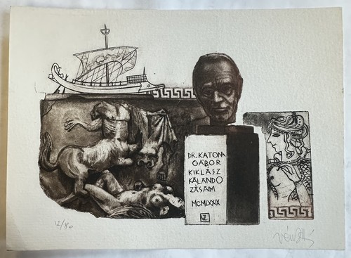 Dr. Katona Gabor Kiklasz Kalando Zasaim 1979 Etching by Zoltán Vén Signed #12/80