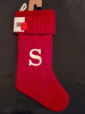 Wondershop Knit Monogram Christmas Stocking Letter S Dark Red 18" NWT