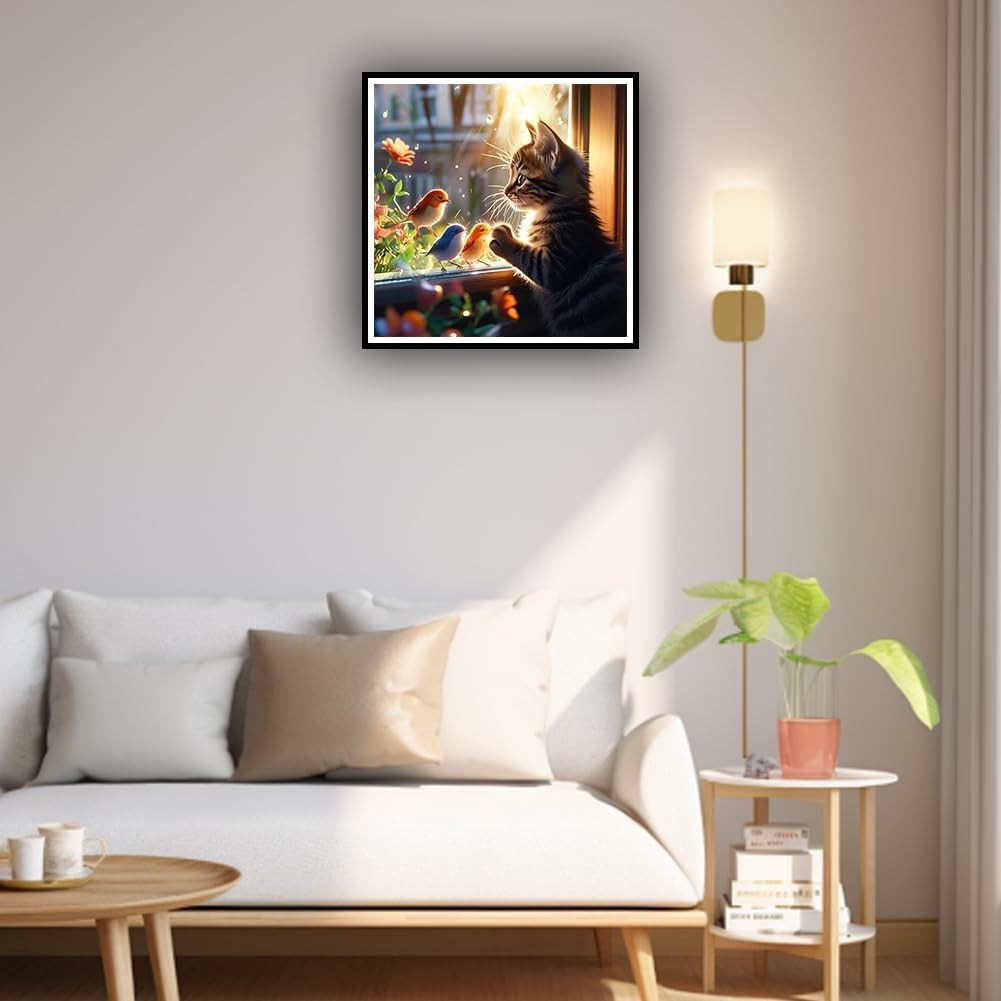 Cat Diamond Art Kits for Adults,5D Bird Diamond Art Painting Kits for Beginners,