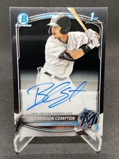 Brandon Compton 2025 Bowman Draft On Card Auto 1st Bowman RC Miami Marlins