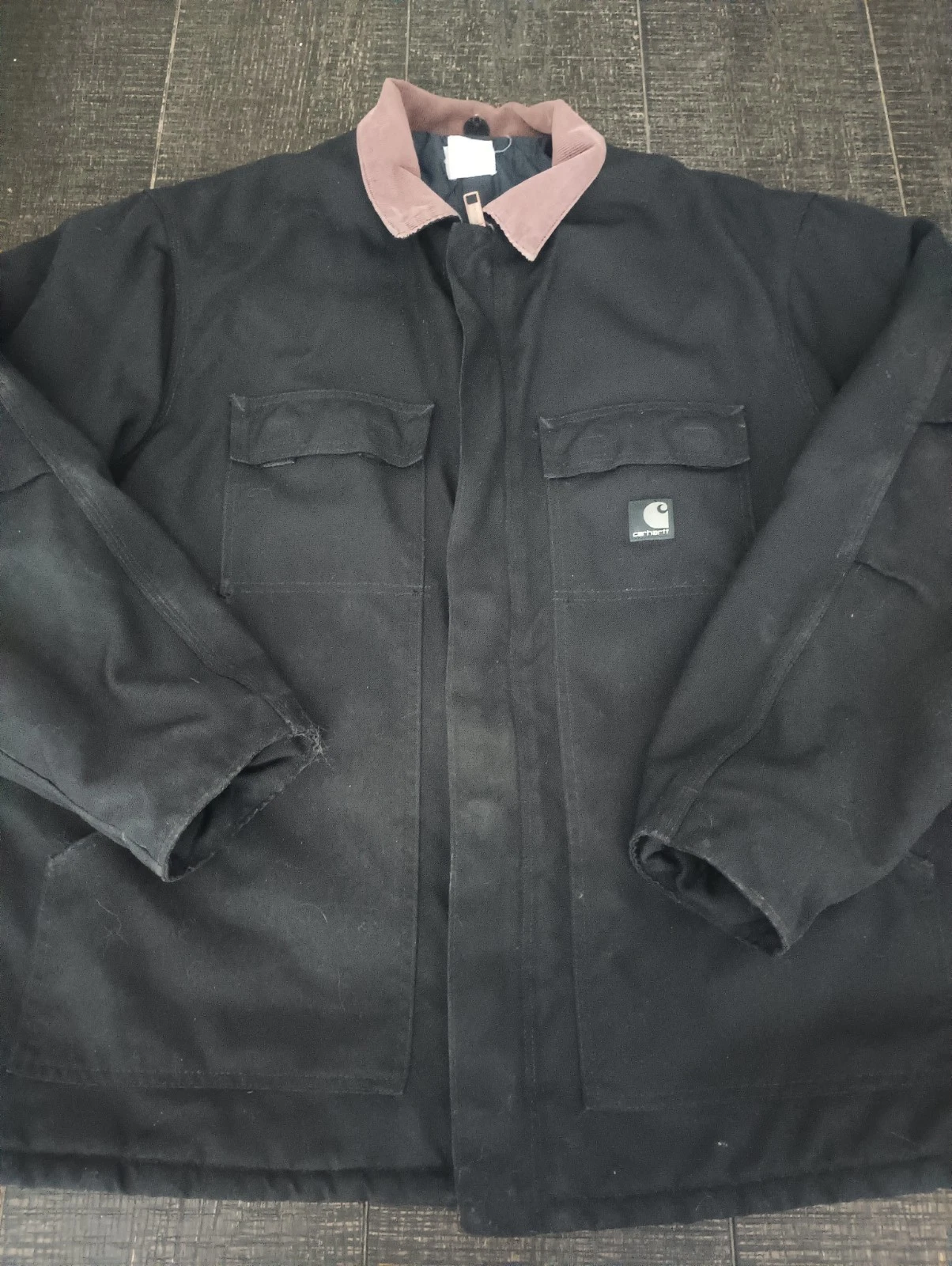 Carhartt Mens XL Large Jacket Black Quilted Work Wear
