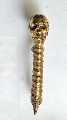 medium SKULL handle DOOR PULL spine BRASS old vintage bronze style
