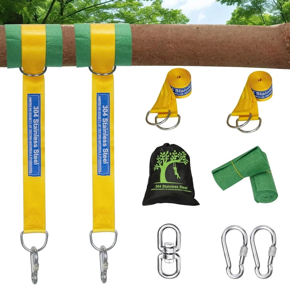 All-in-One Tree Swing Hanging Kit - 30ft Straps & Carabiners for Safe Family Fun - Image 3 of 4