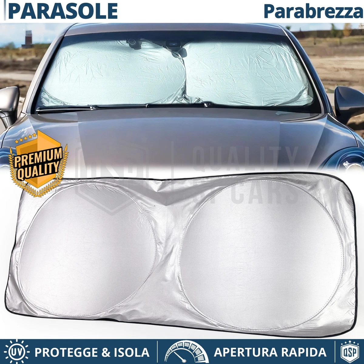 NUACOS Parasole Auto Parabrezza Interno, Parasole Retrattile Auto con Ventose, Finestrino Auto Bambini Raggi UV e Calore Tendine Parasole Auto Laterali,B,58x125cm