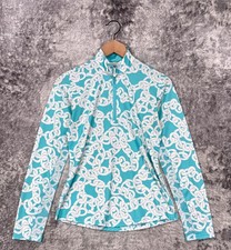 San Soleil 1/4 Zip XS Womens Blue Chain Print UV 50 Cooling Golf