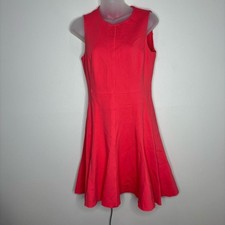 Halston Heritage sleeveless fit and flare dress hot pink size 6 classic preppy