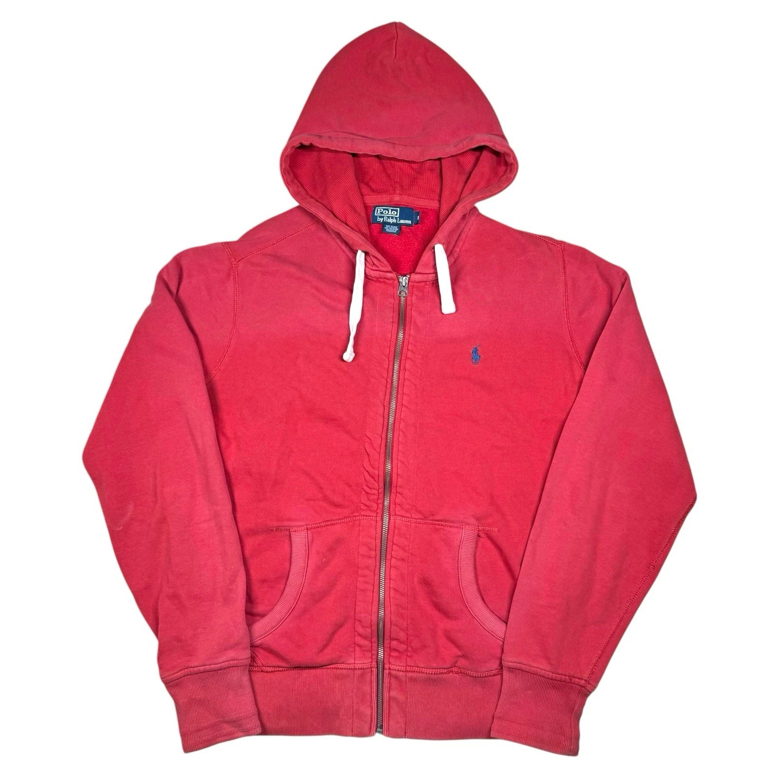 Polo Ralph Lauren Men's Red Zip-Up Hoodie Sweater Thermal Fleece Size M