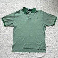 Polo Ralph Lauren Green Striped Short Sleeve Polo Shirt Classic Fit L Cotton