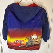 Disney Store Cars Lightning McQueen Racing Boys Hooded Windbreaker Jacket S 5/6