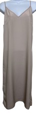 Audra Dress Womens 40 Taupe Slip Cami Spaghetti Strap V-Neck Midi Made in USA