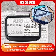 5X Large Square Full Page Handheld Magnifying Glass for Reading Ultra Wide