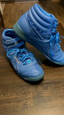 VTG Reebok Women  s Hi Top Freestyle Sneakers Blue Sz 9.5 Retro Shoes w/ stones