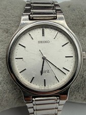 Vintage Men's Seiko Spirit 7N01-6A70 Silver Tone Quartz Watch New Battery