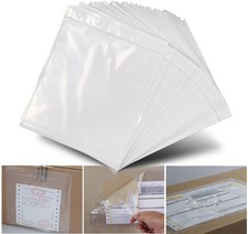 Clear Shipping Label Sleeves 7 x 5.7 Inch Packing Slip Pouches Adhesive 100 Pack