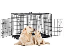 48" 2 Doors Pet Folding Suitcase Dog w/Divider Cat Crate Cage Kennel w/Tray, ...