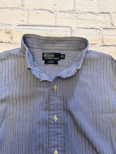 Polo Ralph Lauren Regent Custom Fit Dress Shirt 17.5 34/35 Blue W/ Navy  White