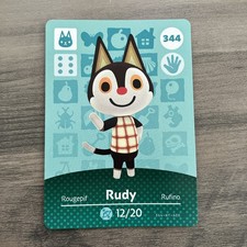 RUDY 344 Animal Crossing Amiibo Authentic Nintendo Mint Card From Series 4