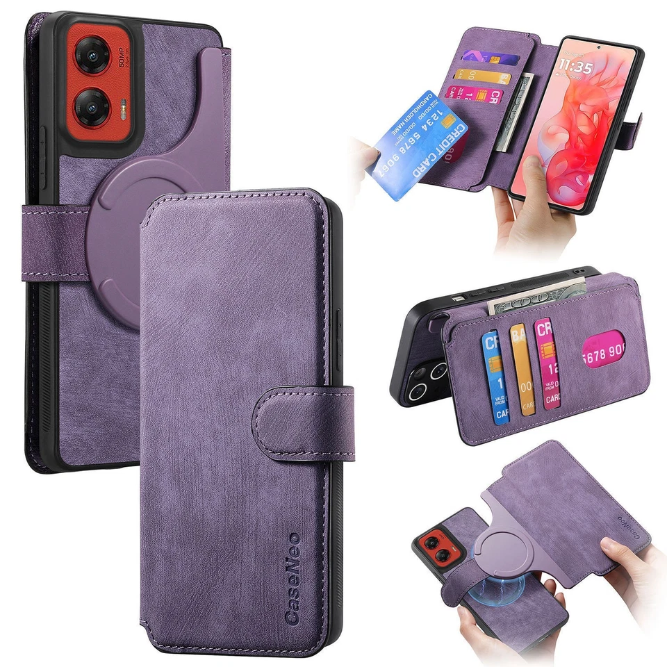 Business Wallet Flip Leather Phone Case For Motorola Moto G 5G 2024 2025 Edge 50 - Image 2 of 4