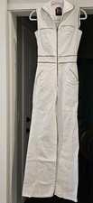 RARE Vintage 1970s Victory 1 Women s White Denim Jumpsuit Size S/M TALON ZIPPER