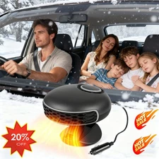 360° Rotary Portable 12V Car Heater & Defroster, 150W Fast Heating & Cooling Fan